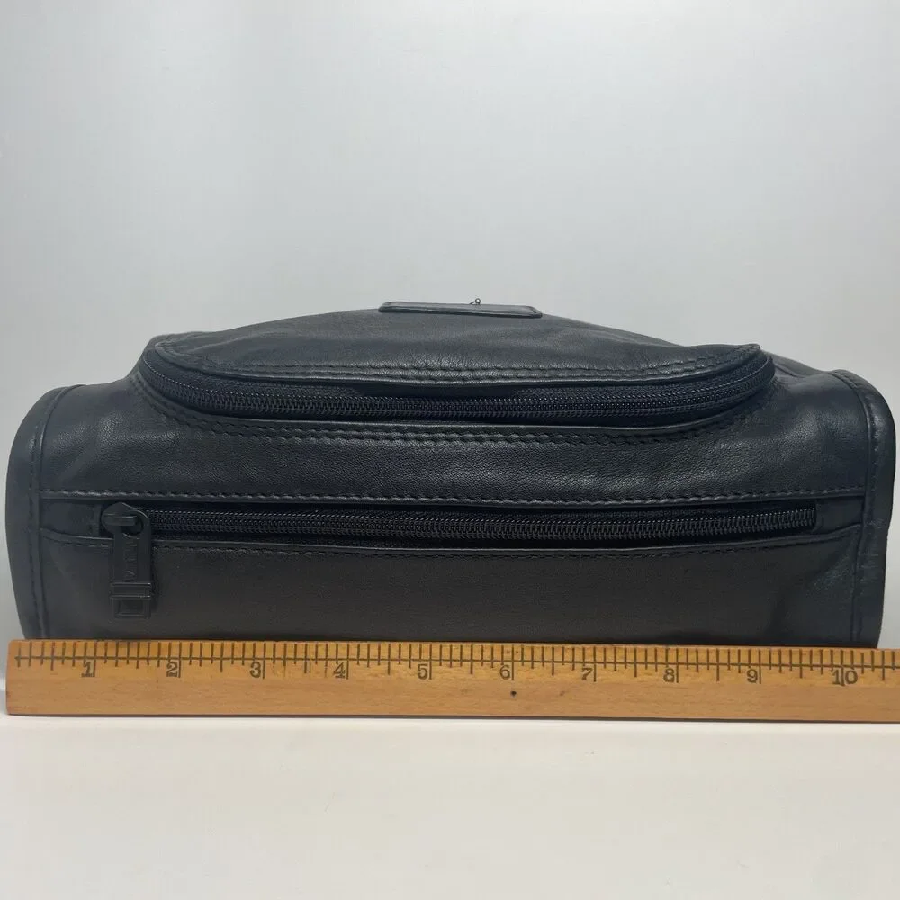 Tumi black leather